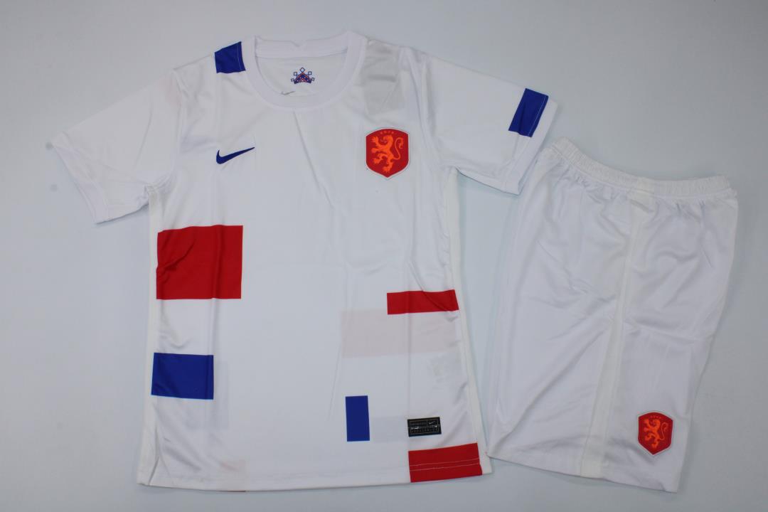Kids-Netherlands 2022 Away White Soccer Jersey